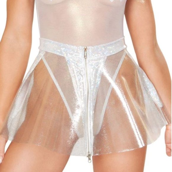 iHeartRaves Dresses & Skirts - J. Valentine Clear Vinyl Skirt w/ Sparkles